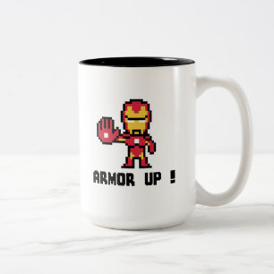 8Bit Iron Man - Armor Up! Two-Tone Coffee Mug