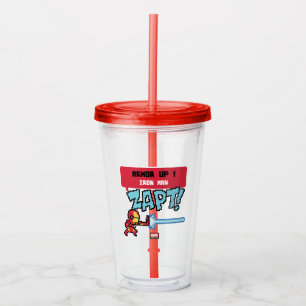 8Bit Iron Man Attack - Armor Up! Acrylic Tumbler