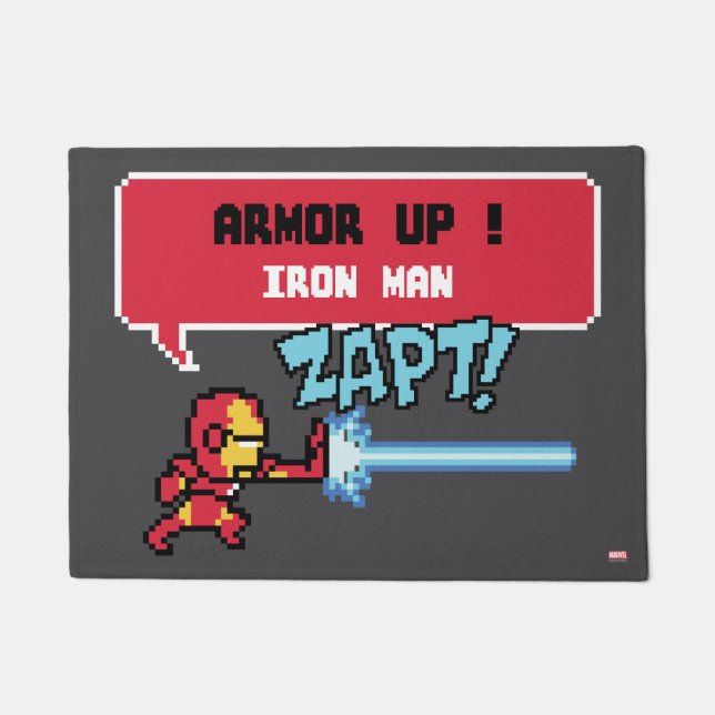 8Bit Iron Man Attack - Armor Up! Doormat (Front)