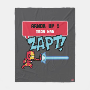 8Bit Iron Man Attack - Armor Up! Fleece Blanket