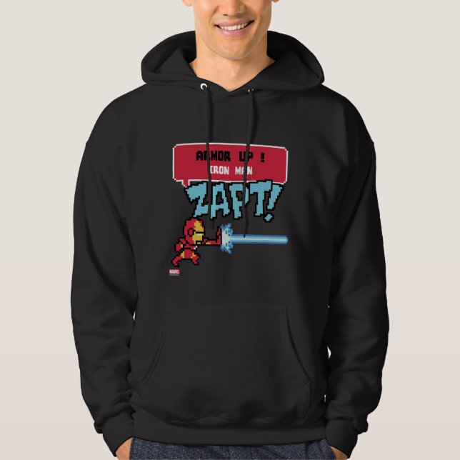 8Bit Iron Man Attack - Armor Up! Hoodie (Front)