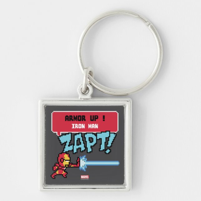 8Bit Iron Man Attack - Armor Up! Keychain (Front)