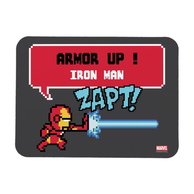 8Bit Iron Man Attack - Armor Up! Magnet (Horizontal)