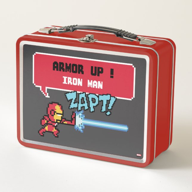 8Bit Iron Man Attack - Armor Up! Metal Lunch Box (Front)