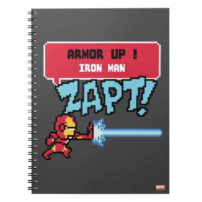 8Bit Iron Man Attack - Armor Up! Notebook (Front)
