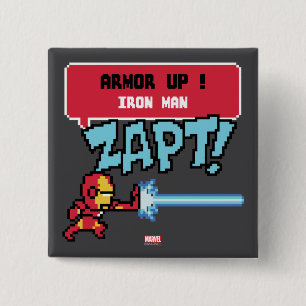 8Bit Iron Man Attack - Armor Up! Pinback Button