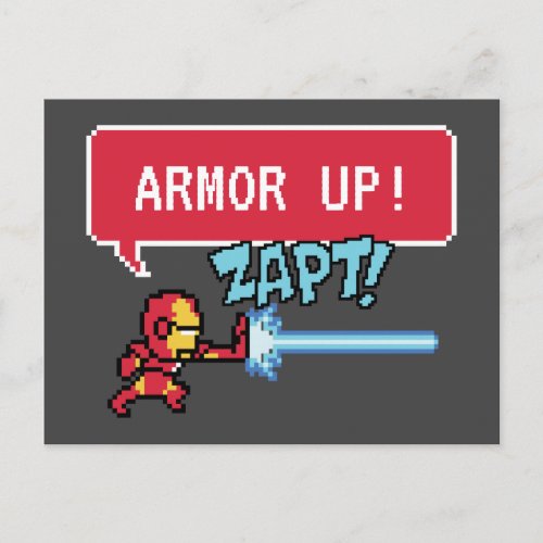 8Bit Iron Man Attack _ Armor Up Postcard