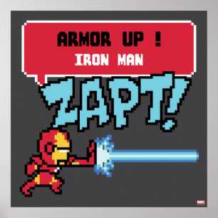 8Bit Iron Man Attack - Armor Up! Poster
