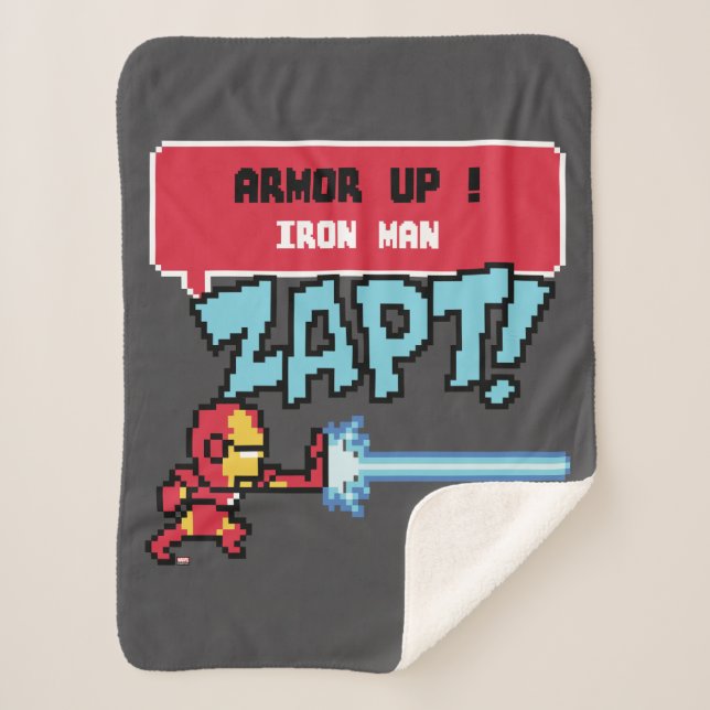 8Bit Iron Man Attack - Armor Up! Sherpa Blanket (Front)