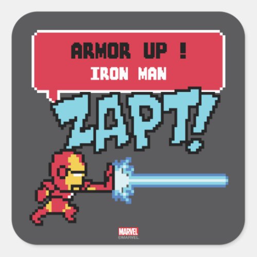 8Bit Iron Man Attack _ Armor Up Square Sticker