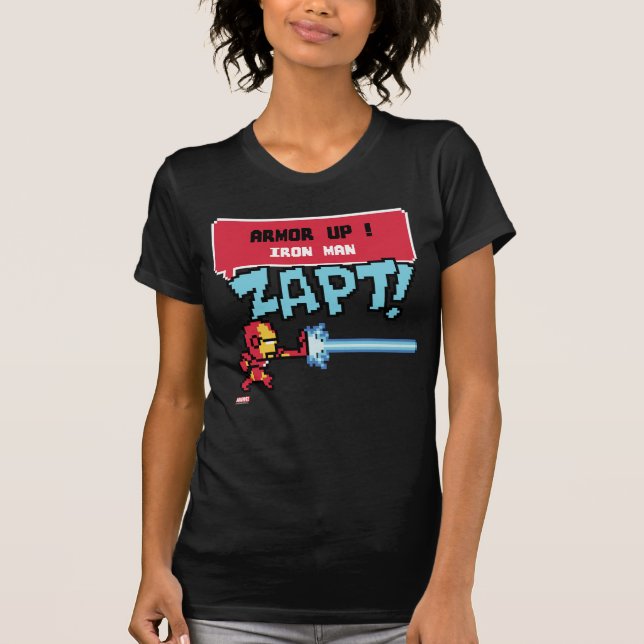 8Bit Iron Man Attack - Armor Up! T-Shirt (Front)