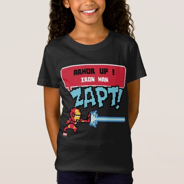 8Bit Iron Man Attack - Armor Up! T-Shirt (Front)
