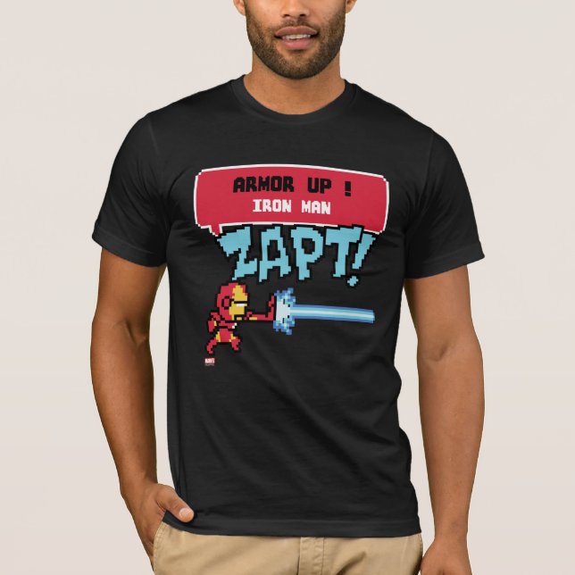 8Bit Iron Man Attack - Armor Up! T-Shirt (Front)