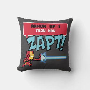 8Bit Iron Man Attack - Armor Up! Throw Pillow