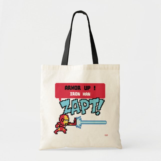 8Bit Iron Man Attack - Armor Up! Tote Bag (Front)