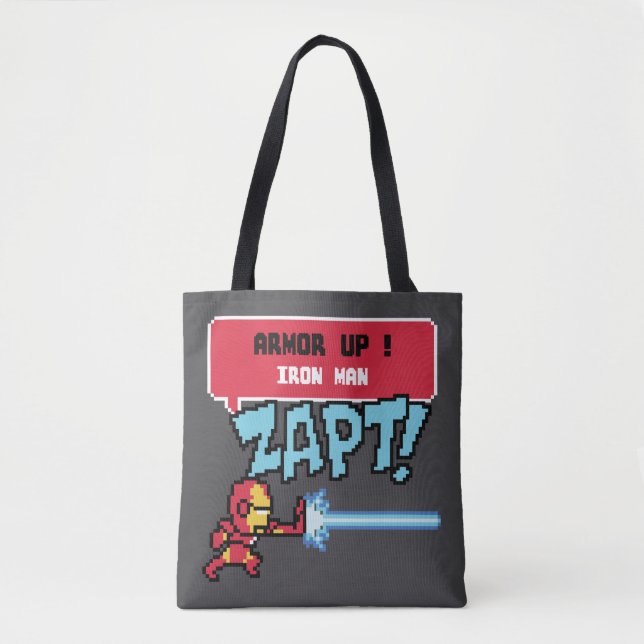 8Bit Iron Man Attack - Armor Up! Tote Bag (Front)