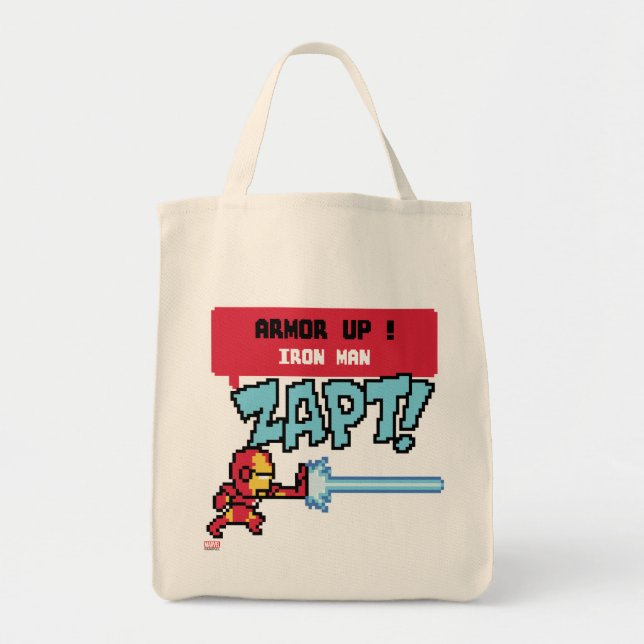 8Bit Iron Man Attack - Armor Up! Tote Bag (Front)