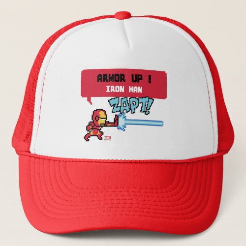 8Bit Iron Man Attack _ Armor Up Trucker Hat