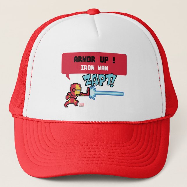 8Bit Iron Man Attack - Armor Up! Trucker Hat (Front)