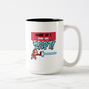 8Bit Iron Man Attack - Armor Up! Two-Tone Coffee Mug