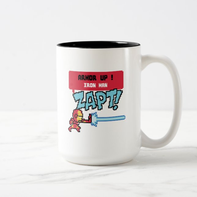 8Bit Iron Man Attack - Armor Up! Two-Tone Coffee Mug (Right)