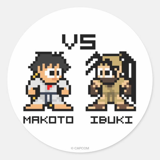 8bit Makoto VS Ibuki Classic Round Sticker (Front)