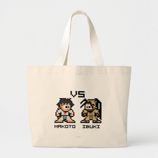 8bit Makoto VS Ibuki Large Tote Bag (Front)