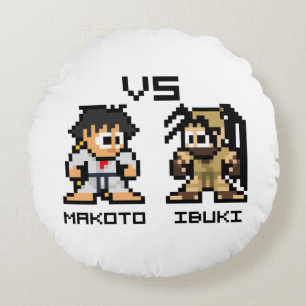 8bit Makoto VS Ibuki Round Pillow