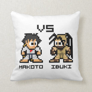 8bit Makoto VS Ibuki Throw Pillow