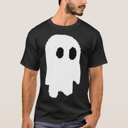 8bit Pixel Ghost  Halloween Gamer shirt 