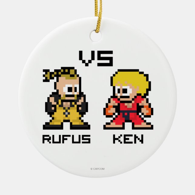 8bit Rufus VS Ken Ceramic Ornament (Front)