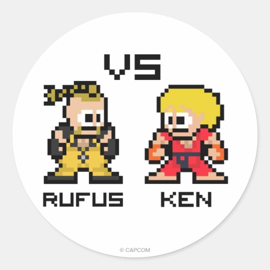 8bit Rufus VS Ken Classic Round Sticker