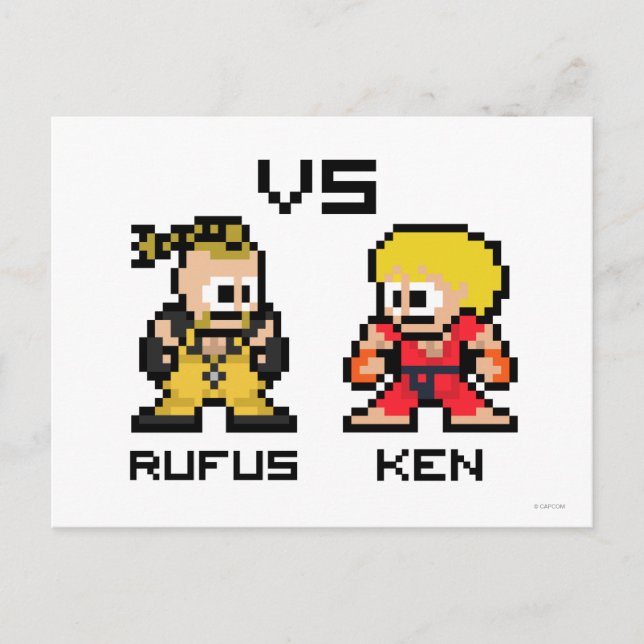 8bit Rufus VS Ken Postcard (Front)