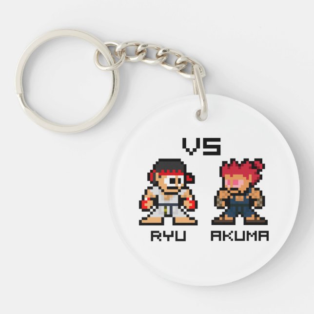 8bit Ryu VS Akuma Keychain (Front)