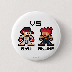 8bit Ryu VS Akuma Pinback Button