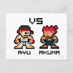 8bit Ryu VS Akuma Postcard