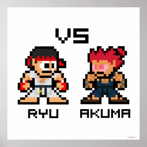 8bit Ryu VS Akuma Poster