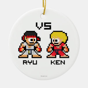 8bit Ryu VS Ken Ceramic Ornament