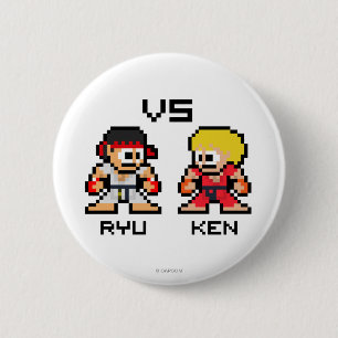 8bit Ryu VS Ken Pinback Button