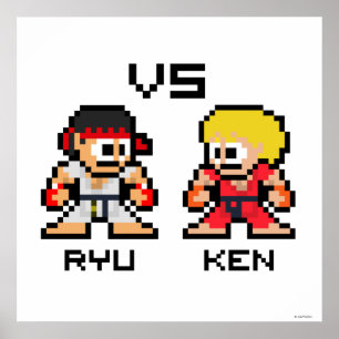 8bit Ryu VS Ken Poster