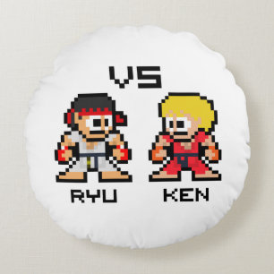 8bit Ryu VS Ken Round Pillow