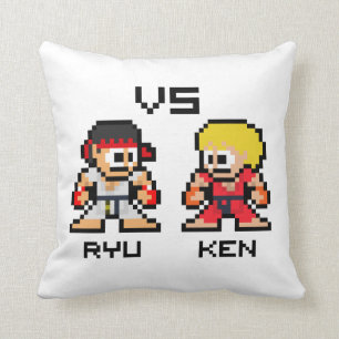 8bit Ryu VS Ken Throw Pillow