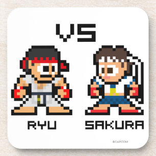 8bit Ryu VS Sakura Drink Coaster