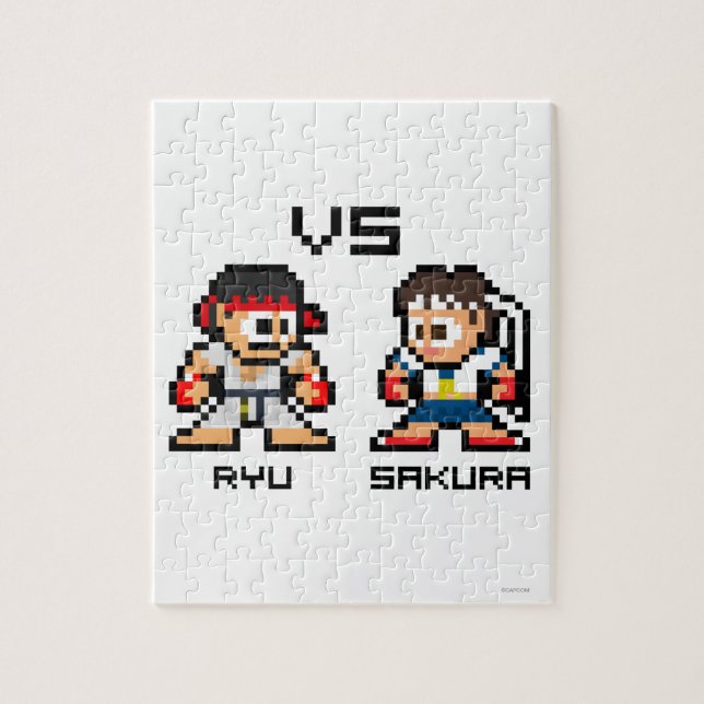 8bit Ryu VS Sakura Jigsaw Puzzle (Vertical)