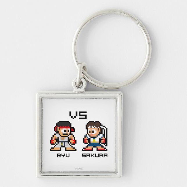 8bit Ryu VS Sakura Keychain (Front)