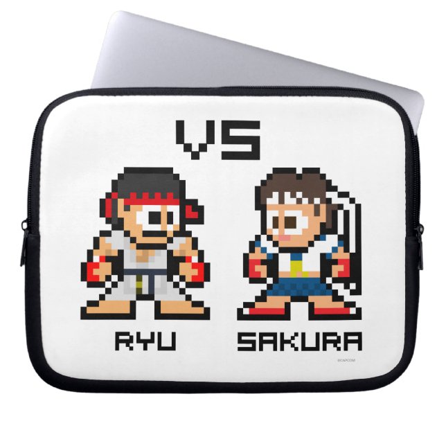 8bit Ryu VS Sakura Laptop Sleeve (Front)