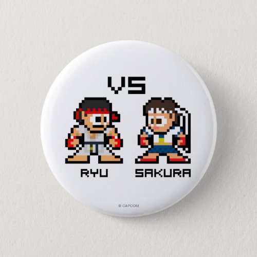 8bit Ryu VS Sakura Pinback Button