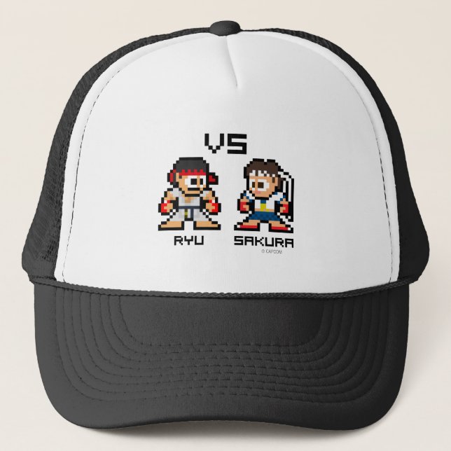 8bit Ryu VS Sakura Trucker Hat (Front)