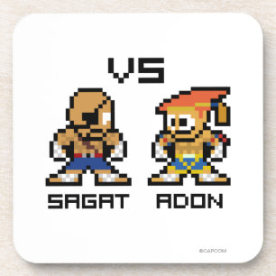 8bit Sagat VS Adon Beverage Coaster