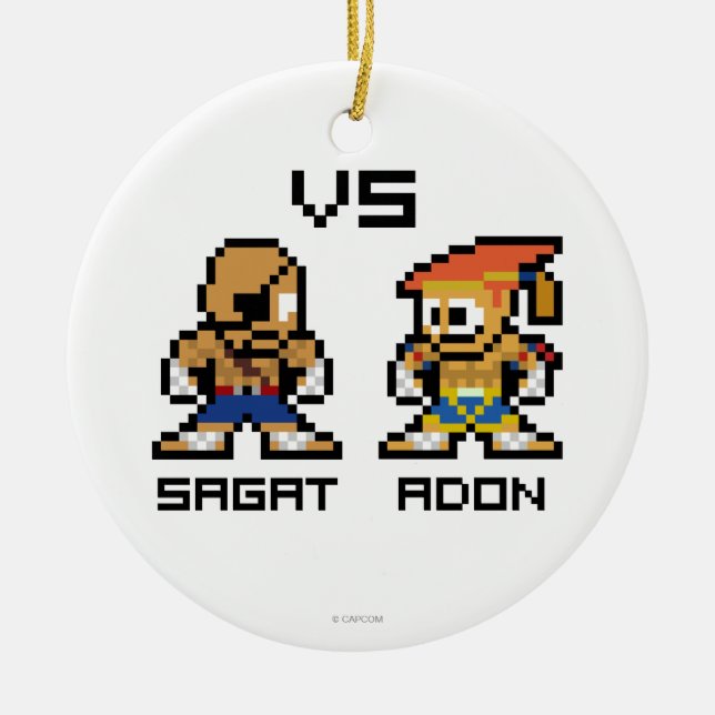 8bit Sagat VS Adon Ceramic Ornament (Front)